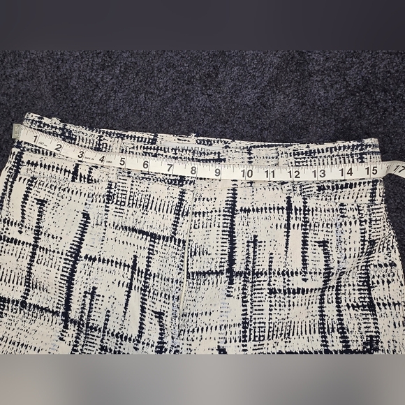 MM Lafleur The Condesa Pants 8 Cubist Jacquard Mid Rise Ivory Blue Stret… - Picture 4 of 13
